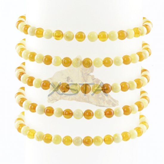 Round amber beads bracelet for adults